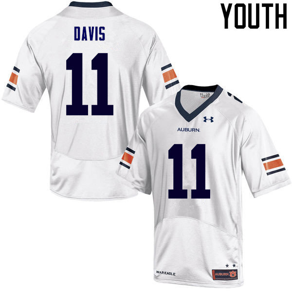 Auburn Tigers Youth Chris Davis #11 White Under Armour Stitched College NCAA Authentic Football Jersey FQU6574MD